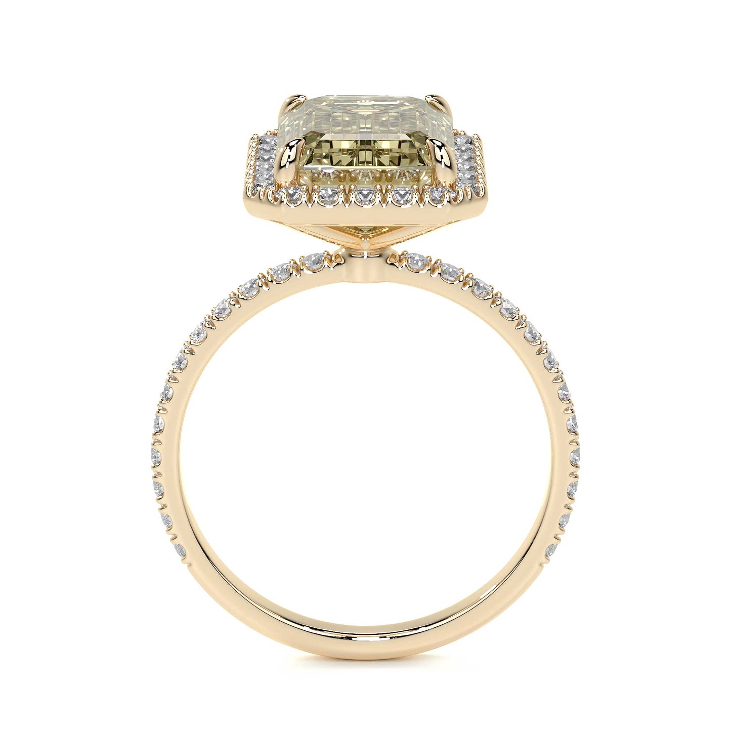 Emerald Cut Diamond Ring With Halo, 2 CT