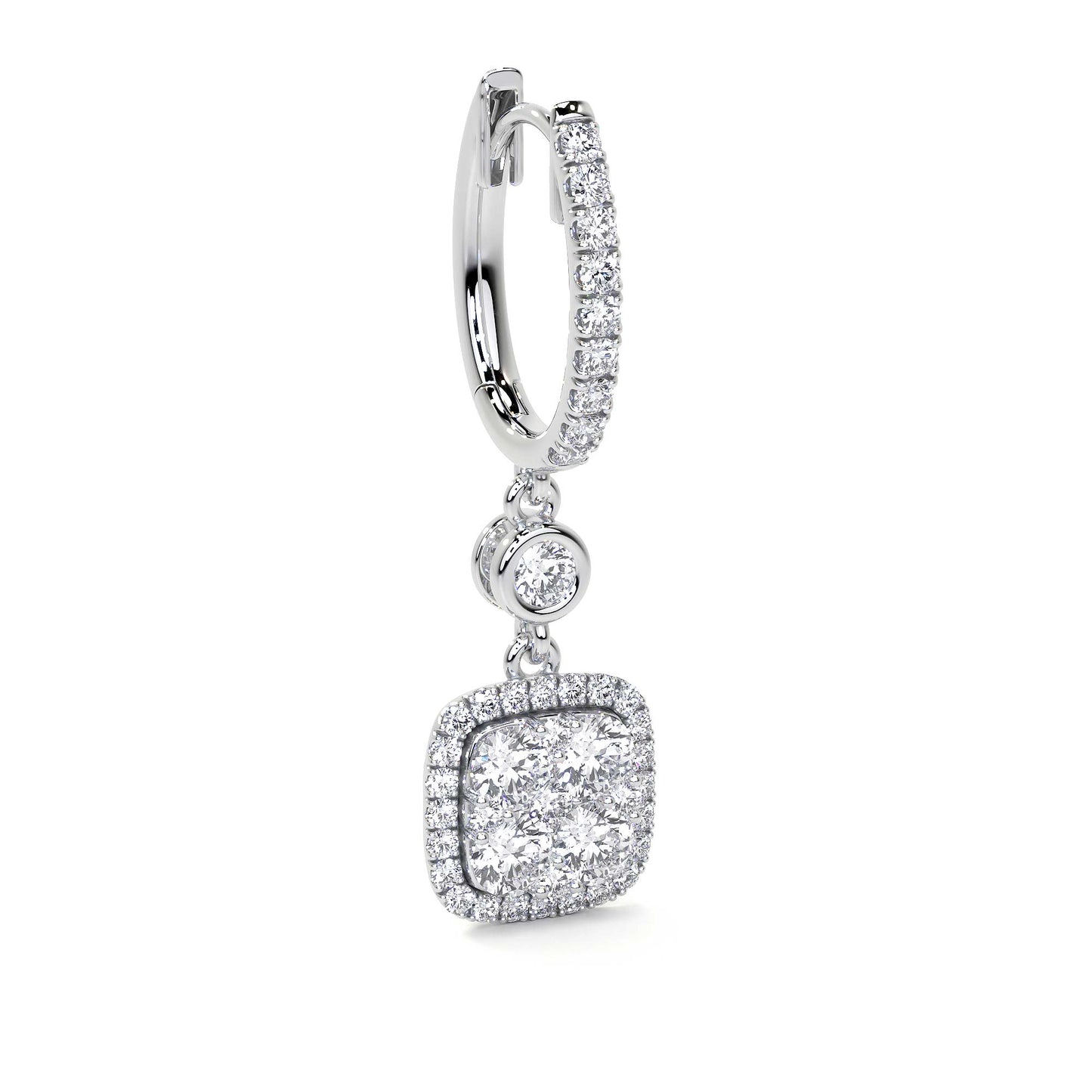 Square Dangling Diamond Earrings