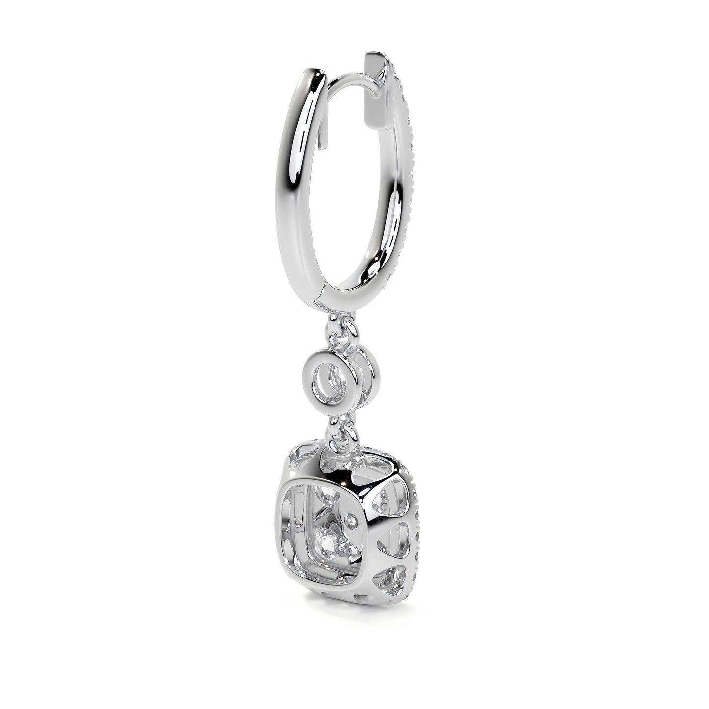 Square Dangling Diamond Earrings