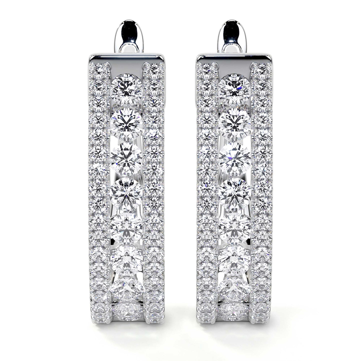 Diamond Cluster Huggie Hoop Earrings