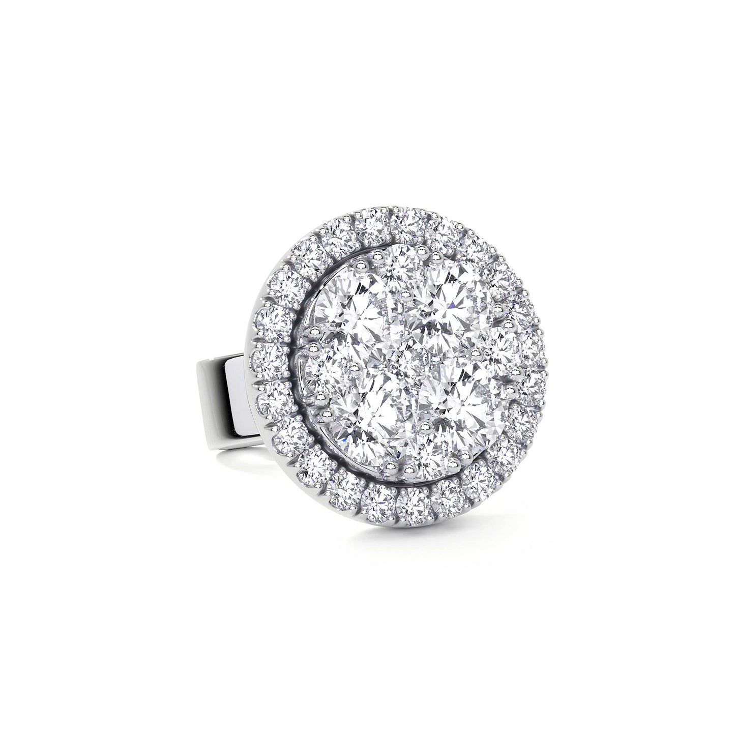 Round Cluster Stud Earrings with Halo
