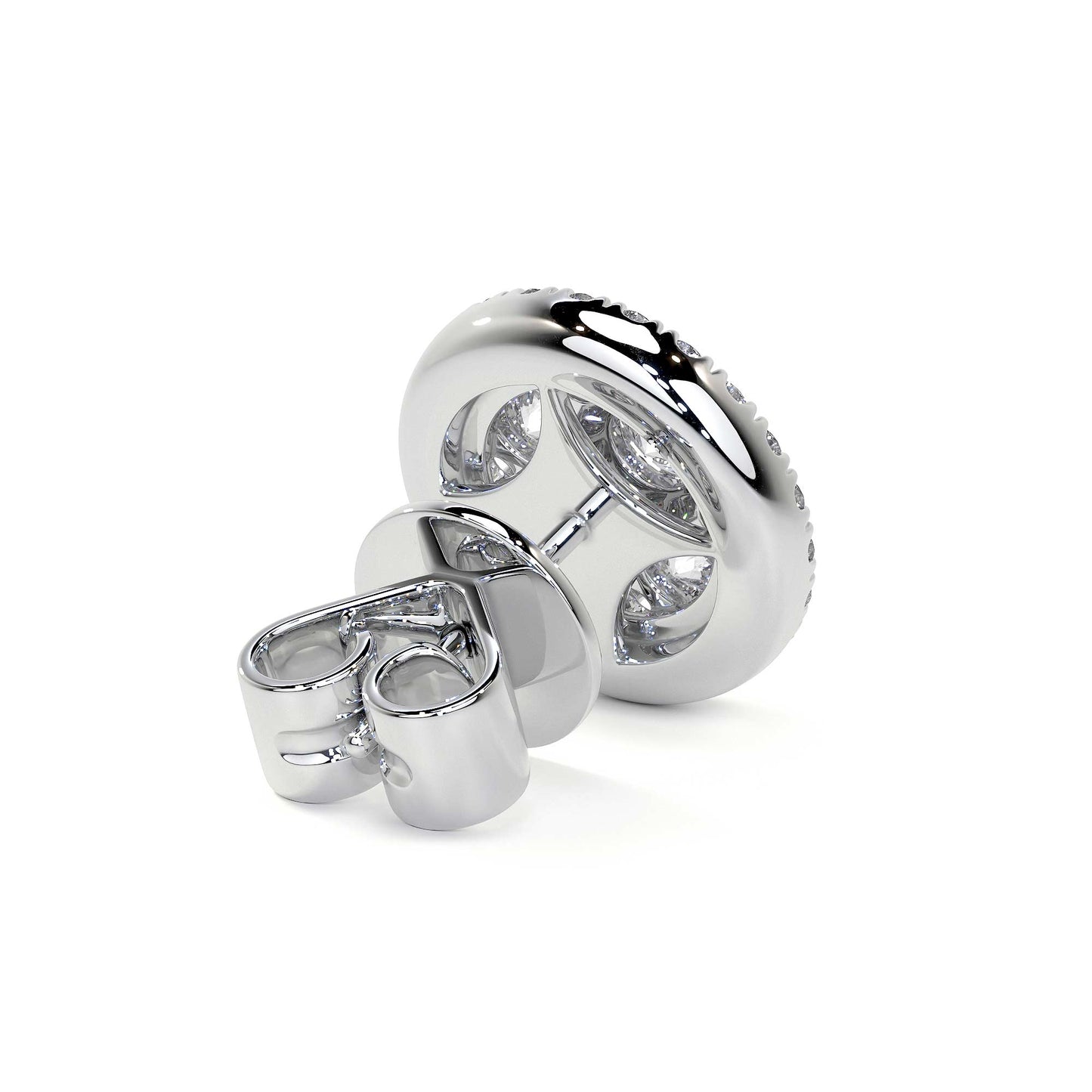 Round Cluster Stud Earrings with Halo