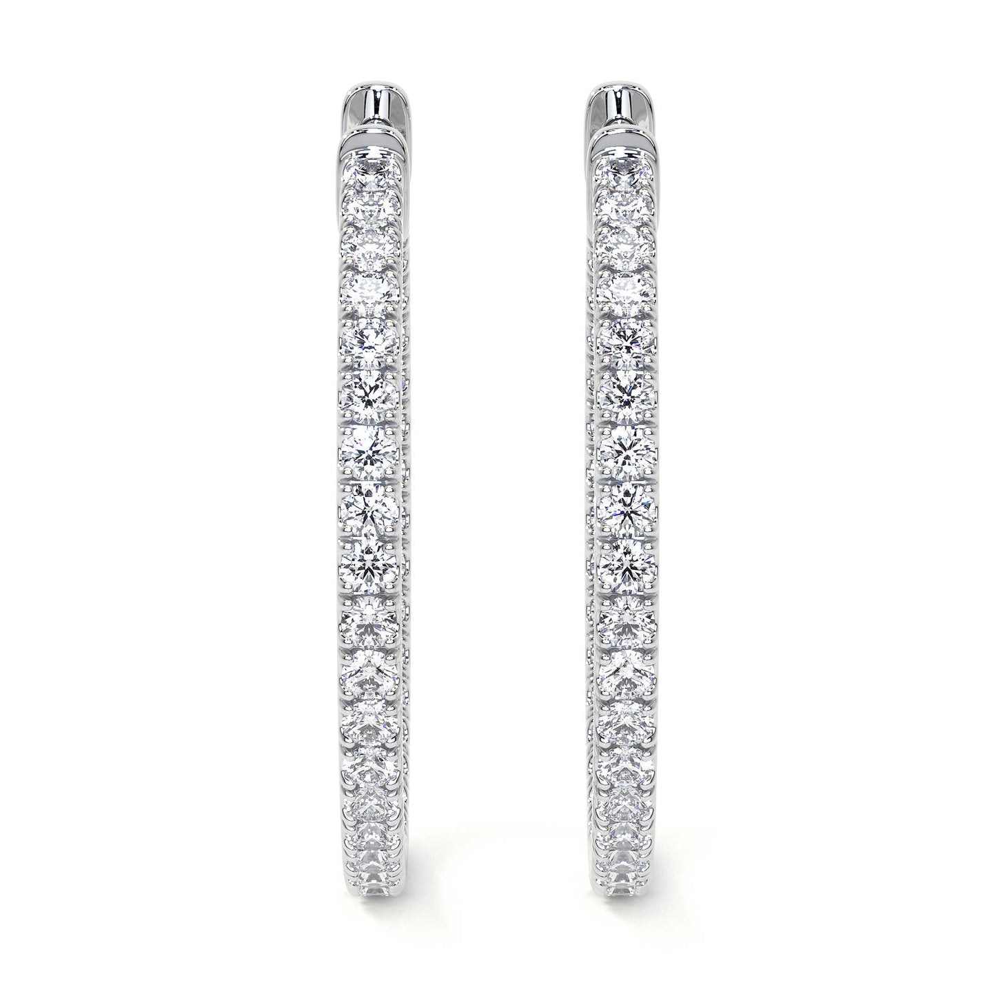 Round Diamond Hoop Earrings, X-Large