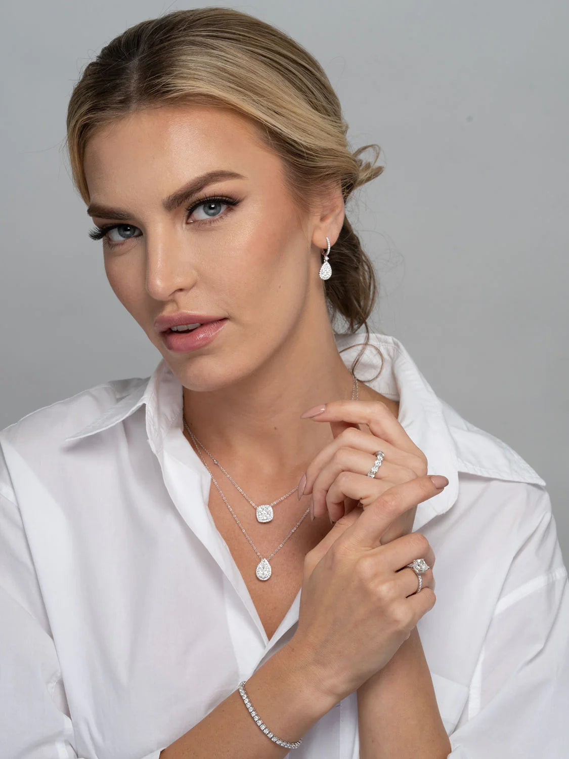 Pear Shaped Halo Diamond Necklace