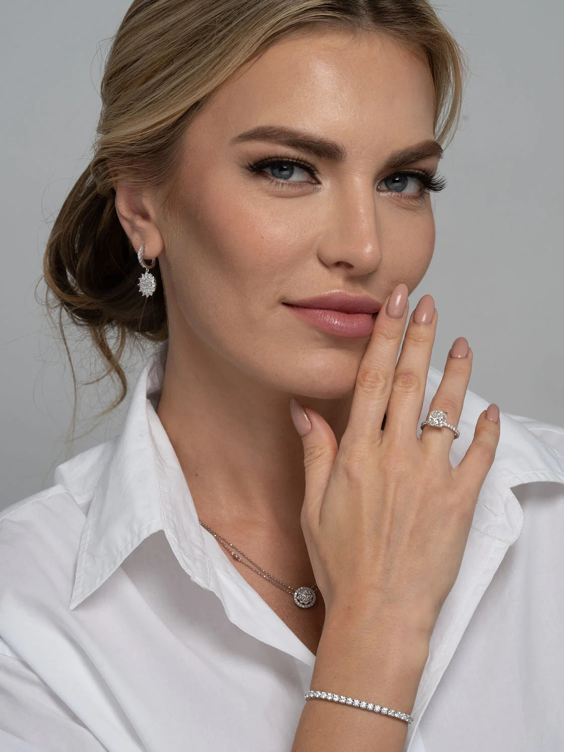 Snowflake Cluster Diamond Drop Earrings