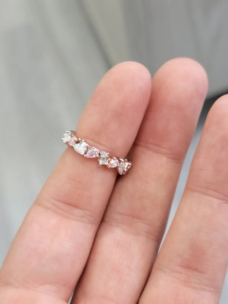 Pink & White Diamond Mixed Shape Halfway