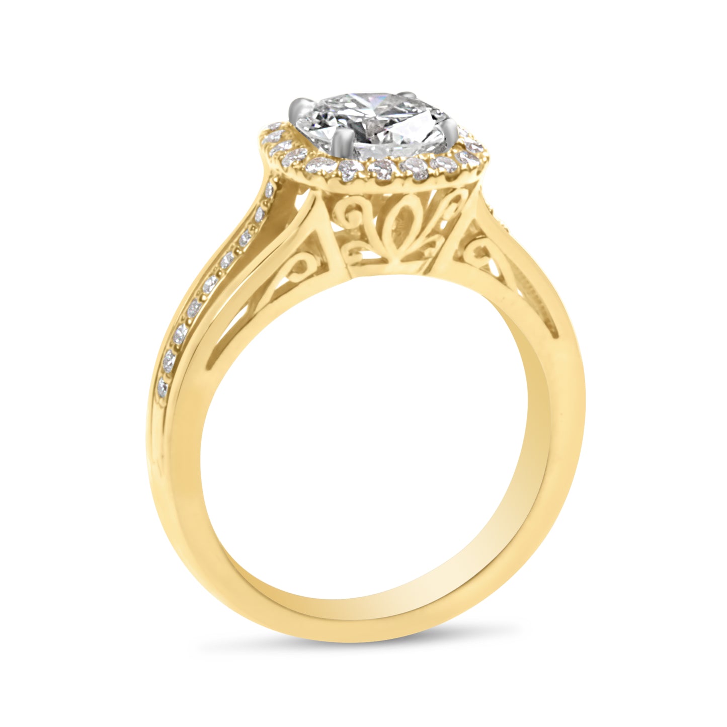 Split Shank Cushion Halo Engagement Ring