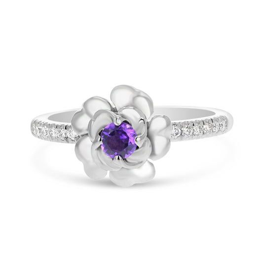 One of a Kind Amethyst Flower Ring