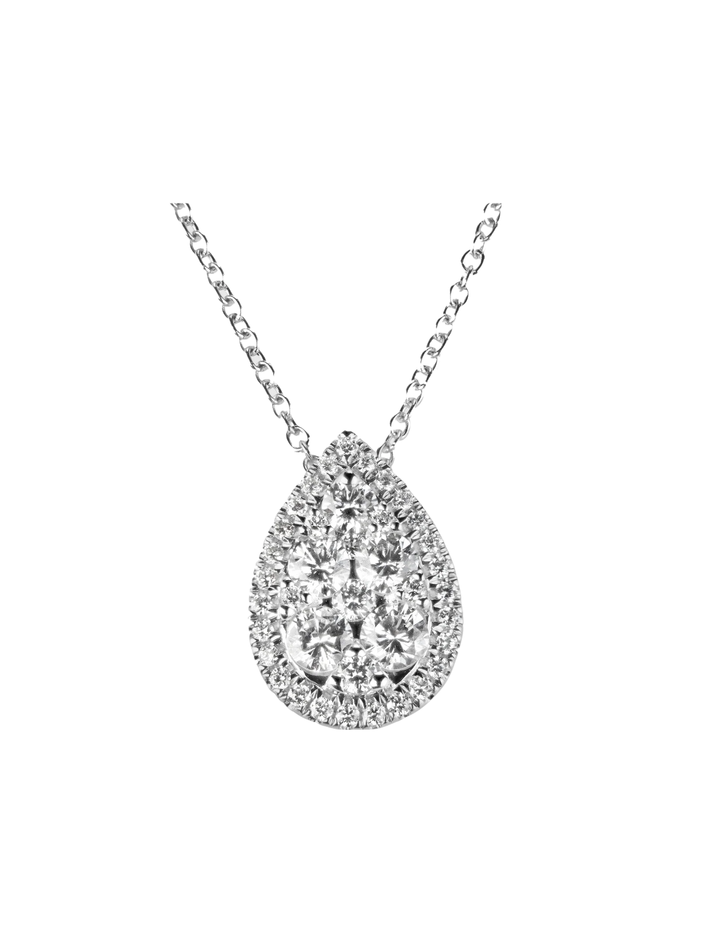 Pear Shaped Halo Diamond Necklace