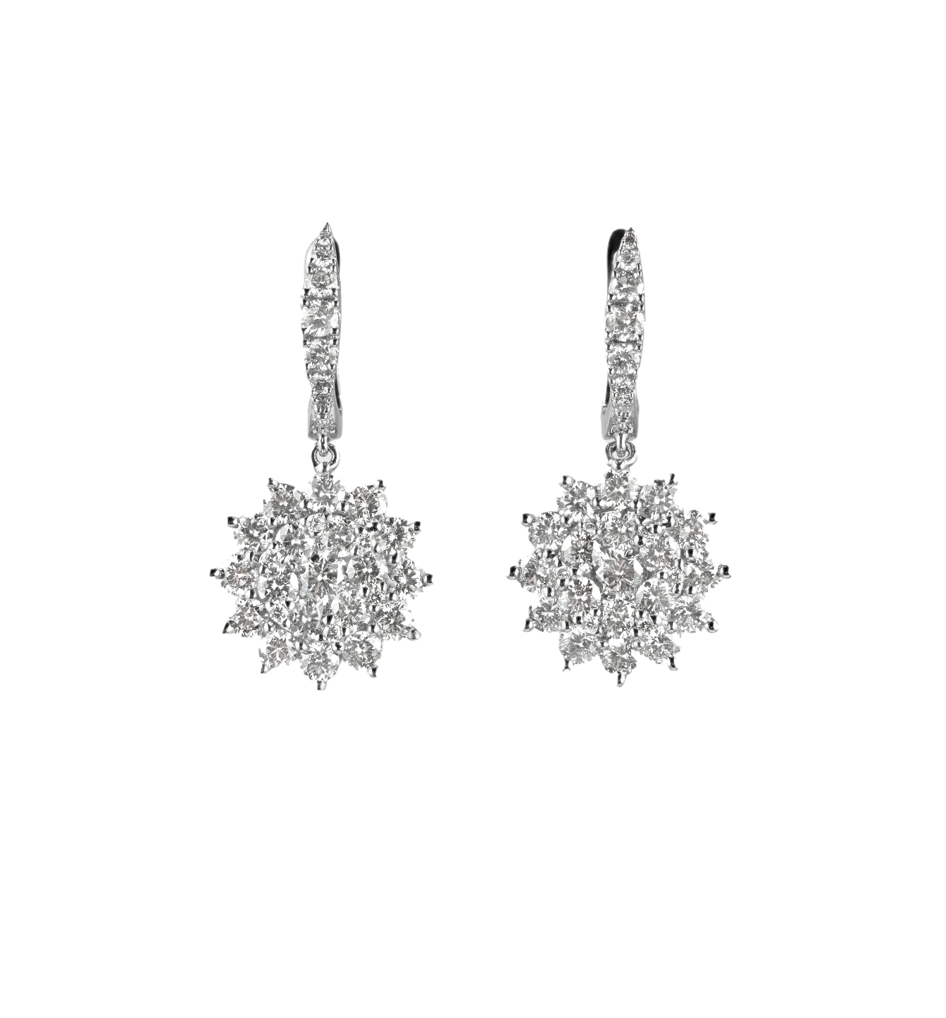 Snowflake Cluster Diamond Drop Earrings