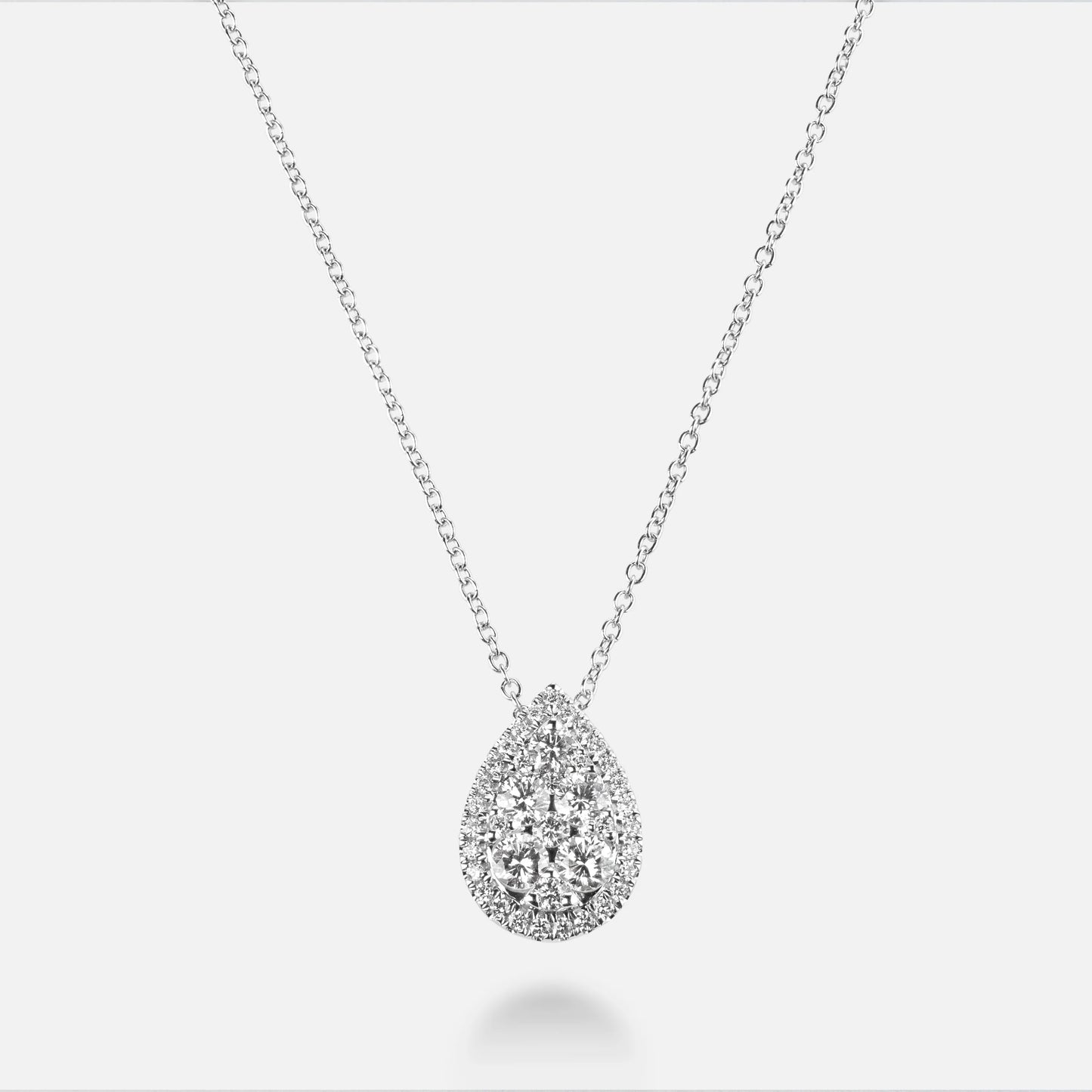 Pear Shaped Halo Diamond Necklace