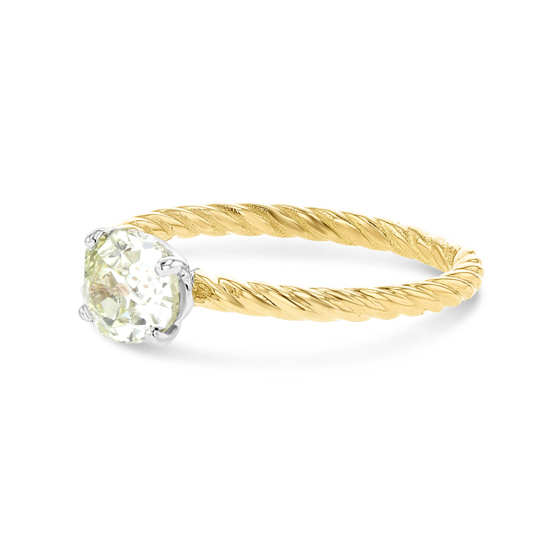 Two Tone Engagement Ring with Oval Diamond