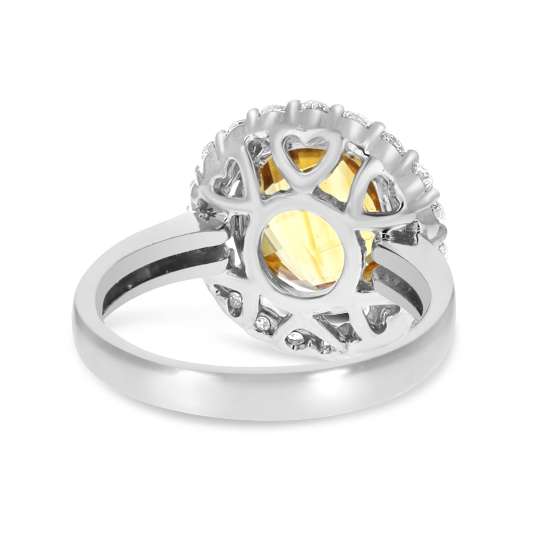 White Gold Citrine and Diamond Ring