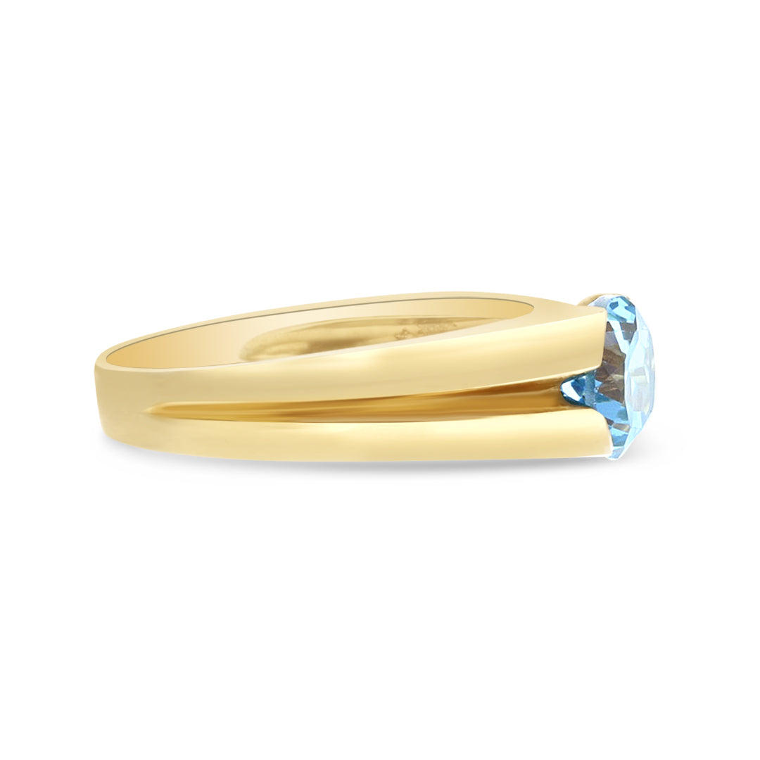 Yellow Gold Blue Topaz Ring