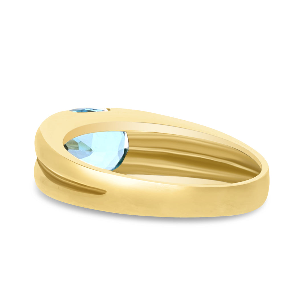 Yellow Gold Blue Topaz Ring