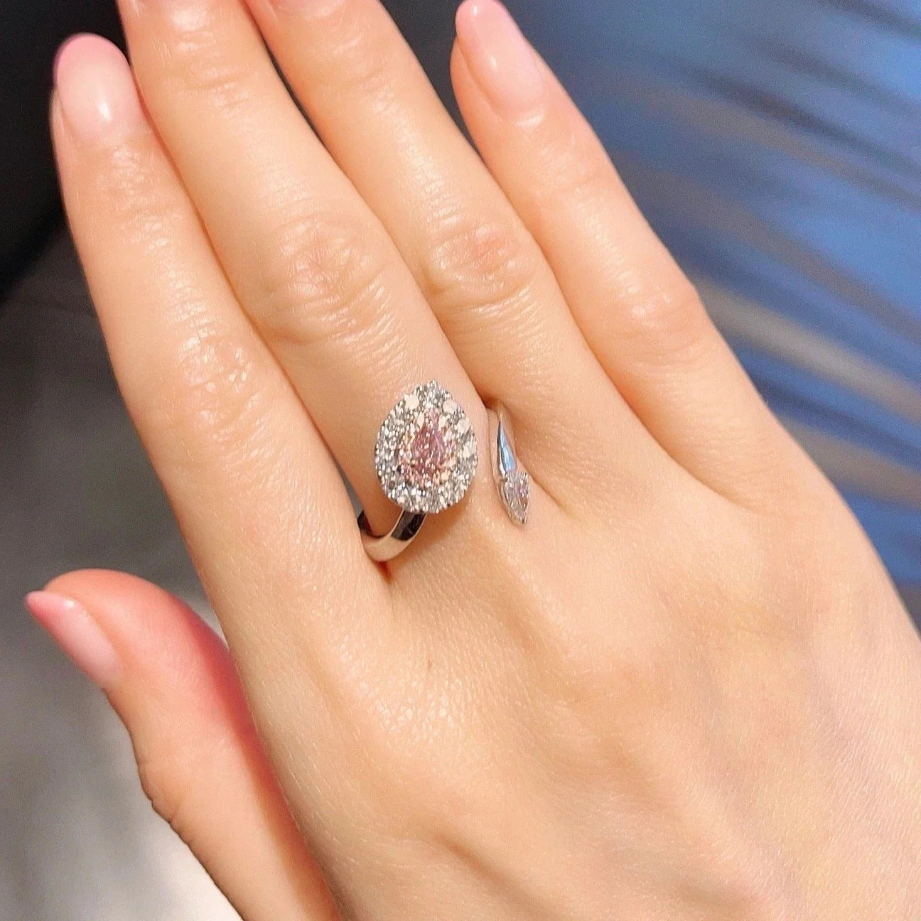 Fancy Purple Pink SI1 Pink Pear Shape Ring