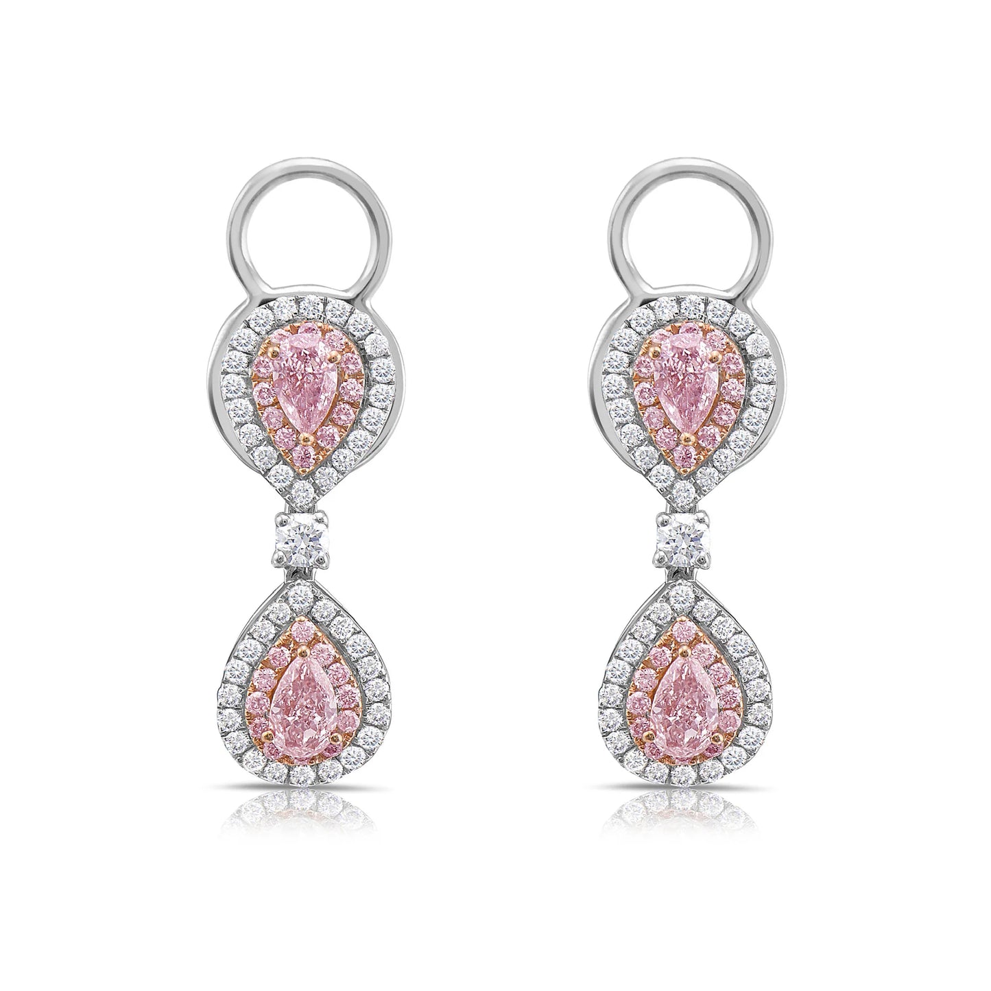 1.33 Carat Pink Pear Diamond Earrings