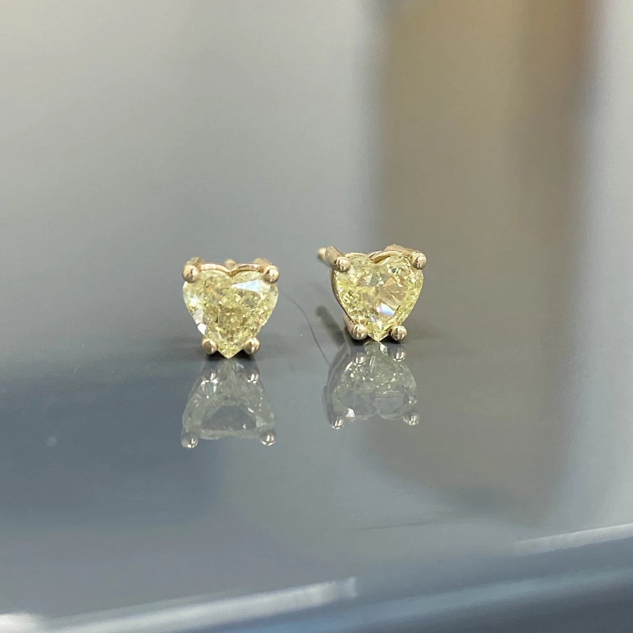 Fancy Yellow Heart Shape Studs