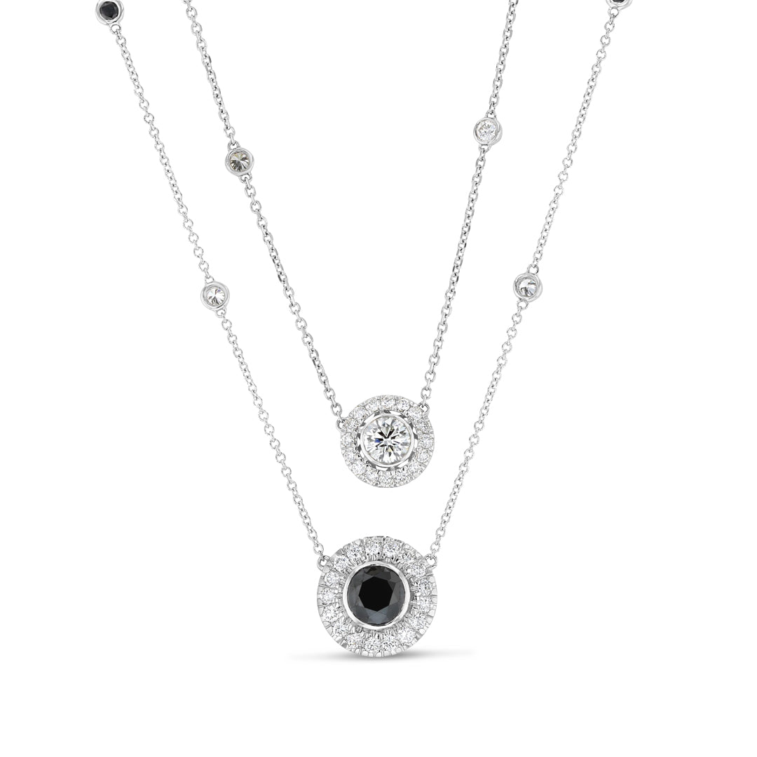 Black Diamond Halo Necklace