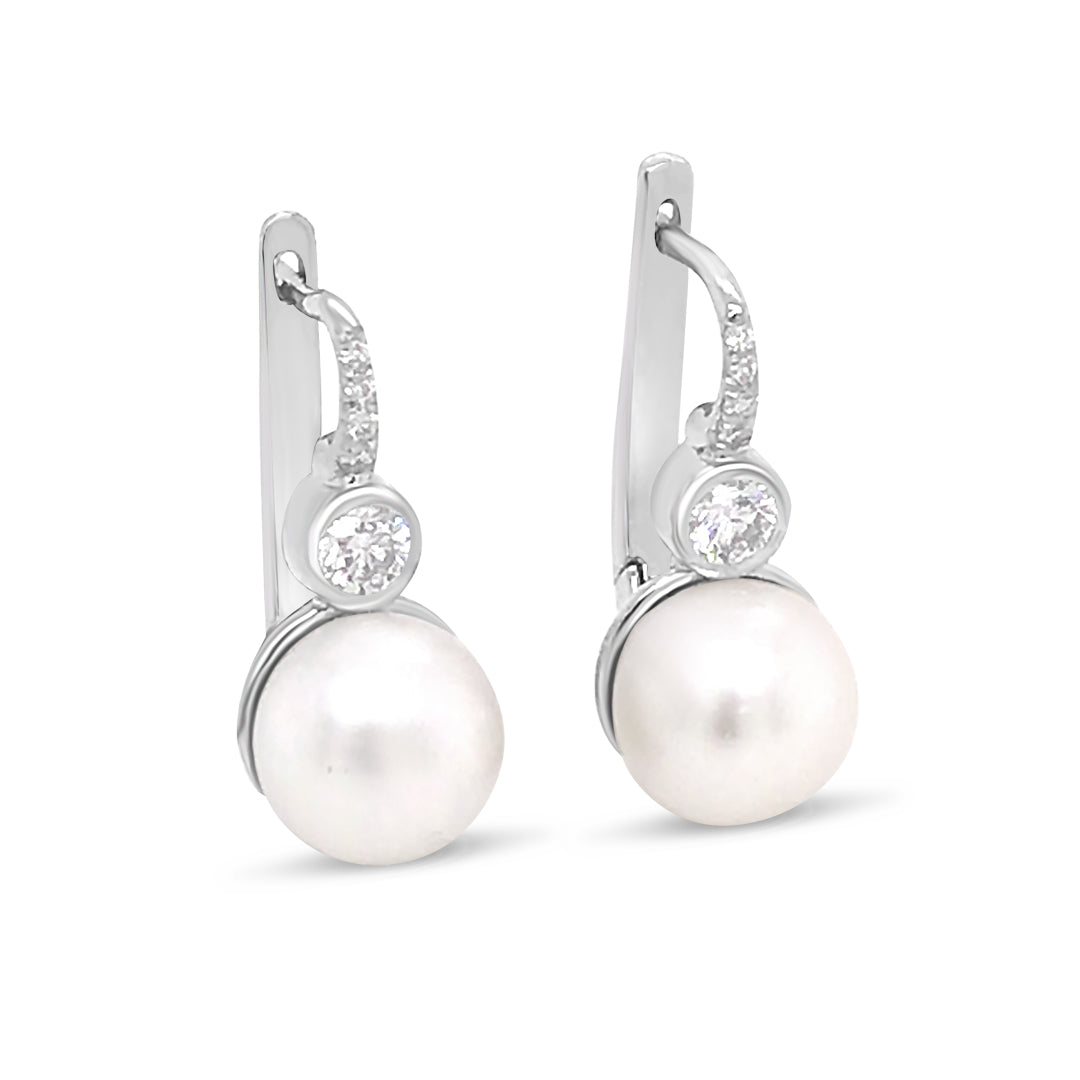 Pearl and Diamond Drop Earrings