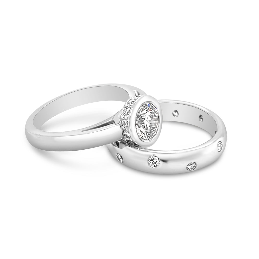 Platinum Pave Crown Bezel Engagement Ring