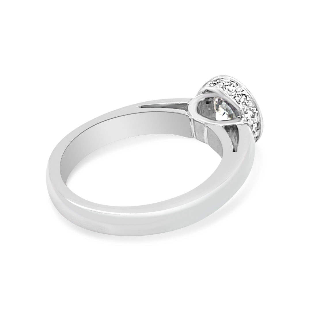 Platinum Pave Crown Bezel Engagement Ring
