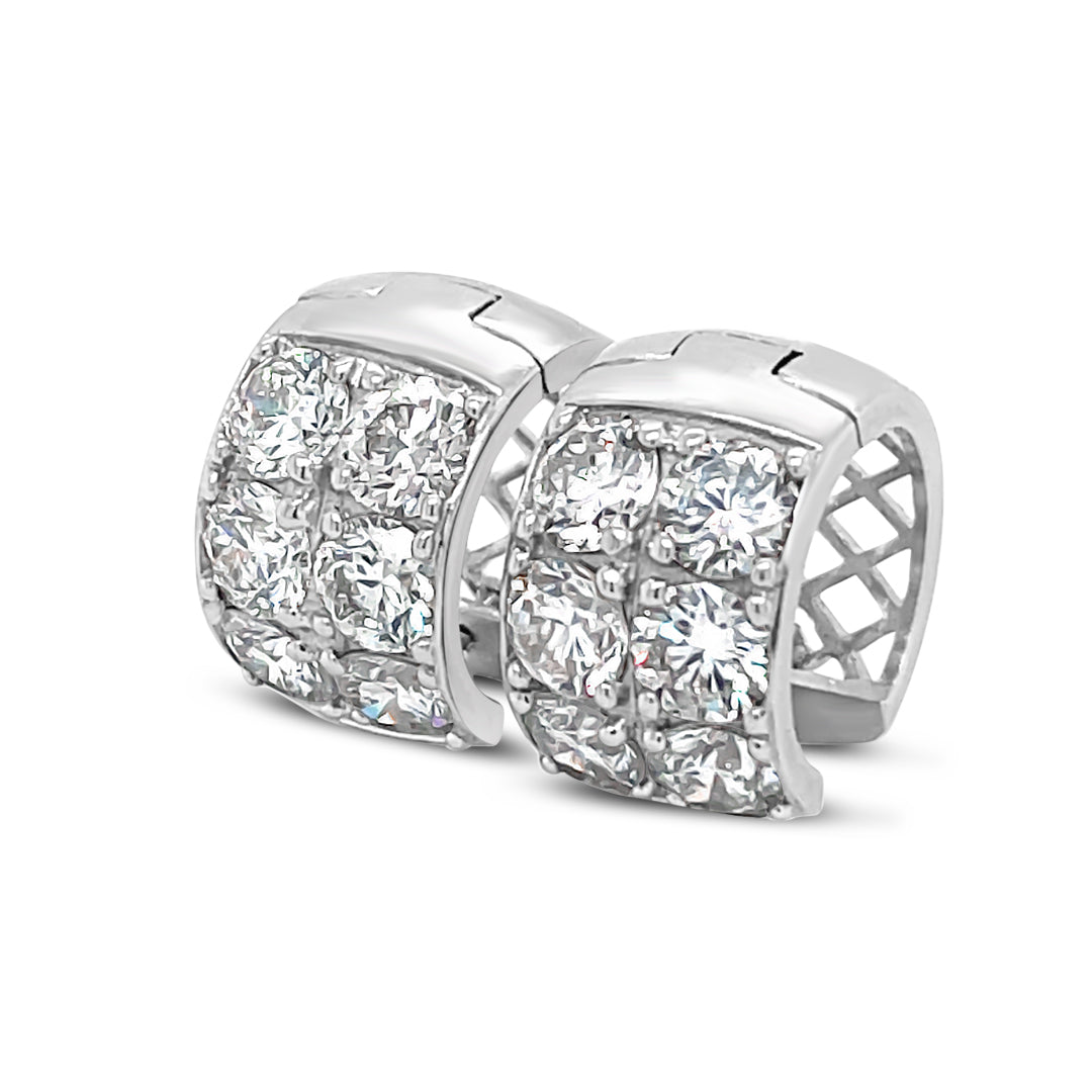 Wide Hinged Diamond Huggie Earrings