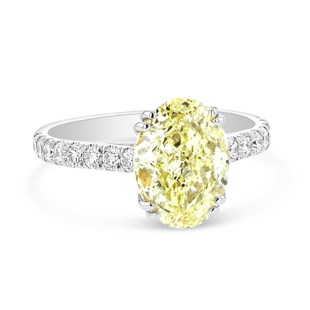 Oval fancy yellow diamond ring Clearance