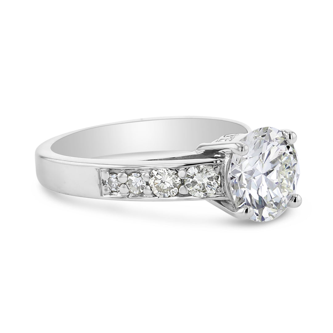 Engagement Ring with Diamond Shank and Filigree Details