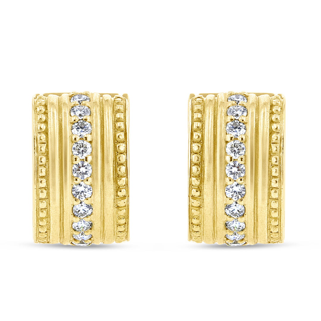 Etruscan Style Diamond Huggie Earrings