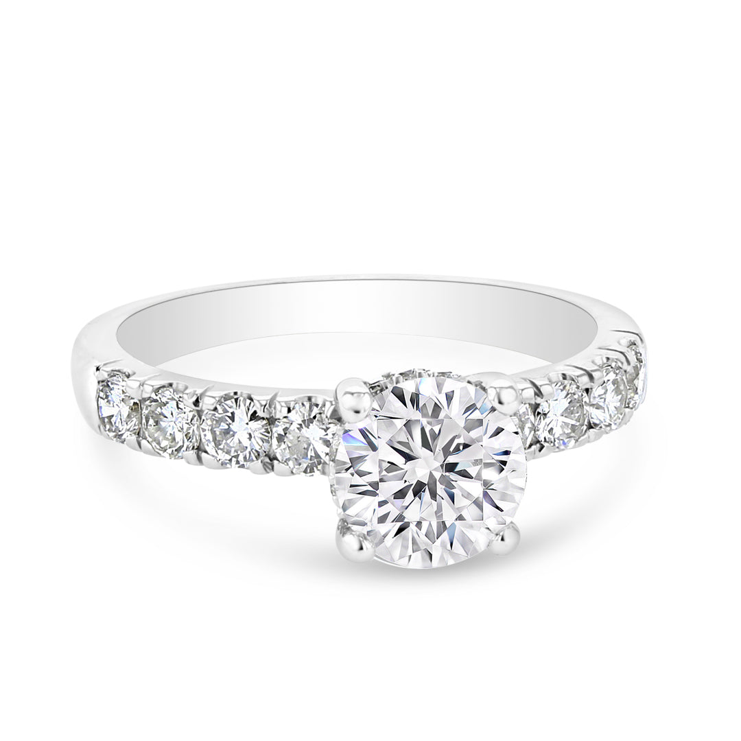 French Pave Diamond Engagement Ring