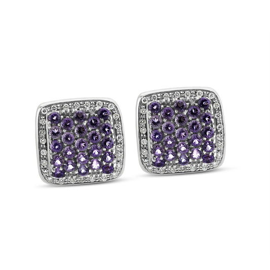 Fancy Earrings with Pave Set Amethist and Diamonds