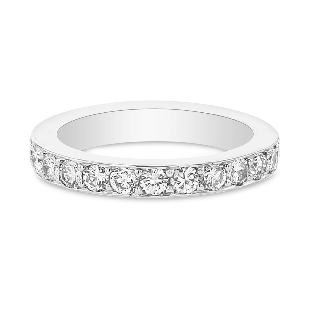 Eternity Band With Row of Pave Set Diamonds Inside Channel