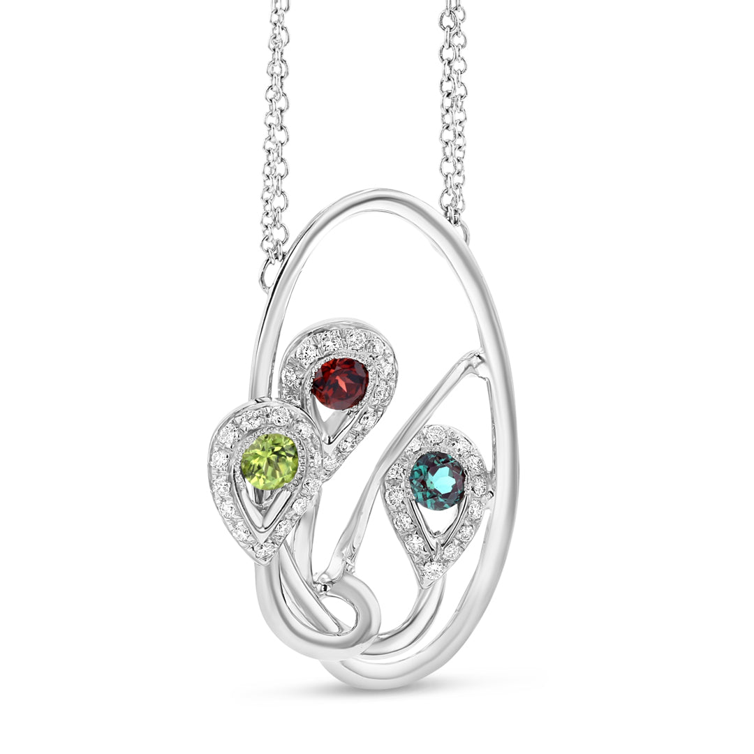 Color Stone Family Necklace
