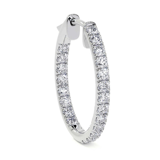 Round Diamond Hoop Earrings, 0.90 CT