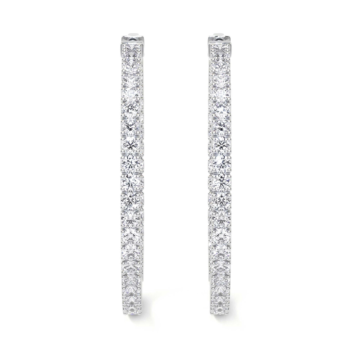 Round Diamond Hoop Earrings, 2.30 CT