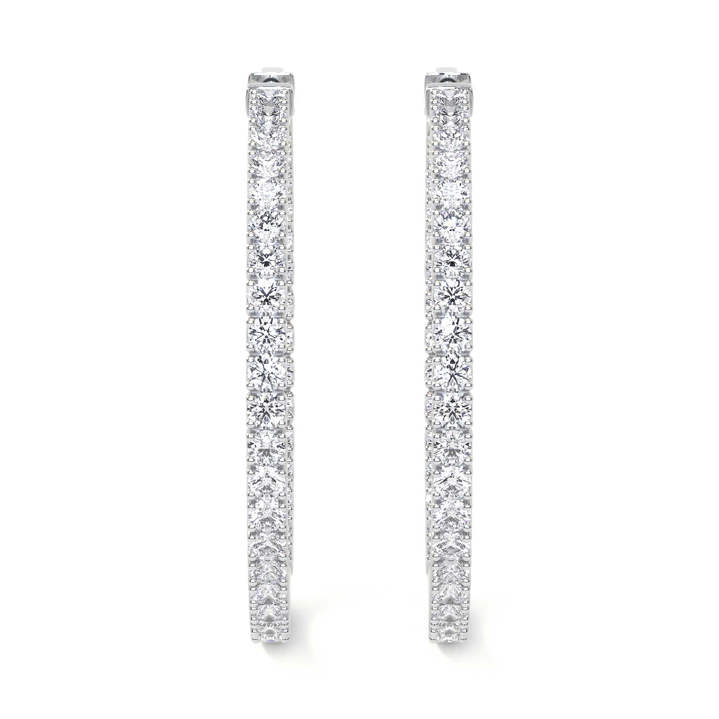 Round Diamond Hoop Earrings, 2.15 CT
