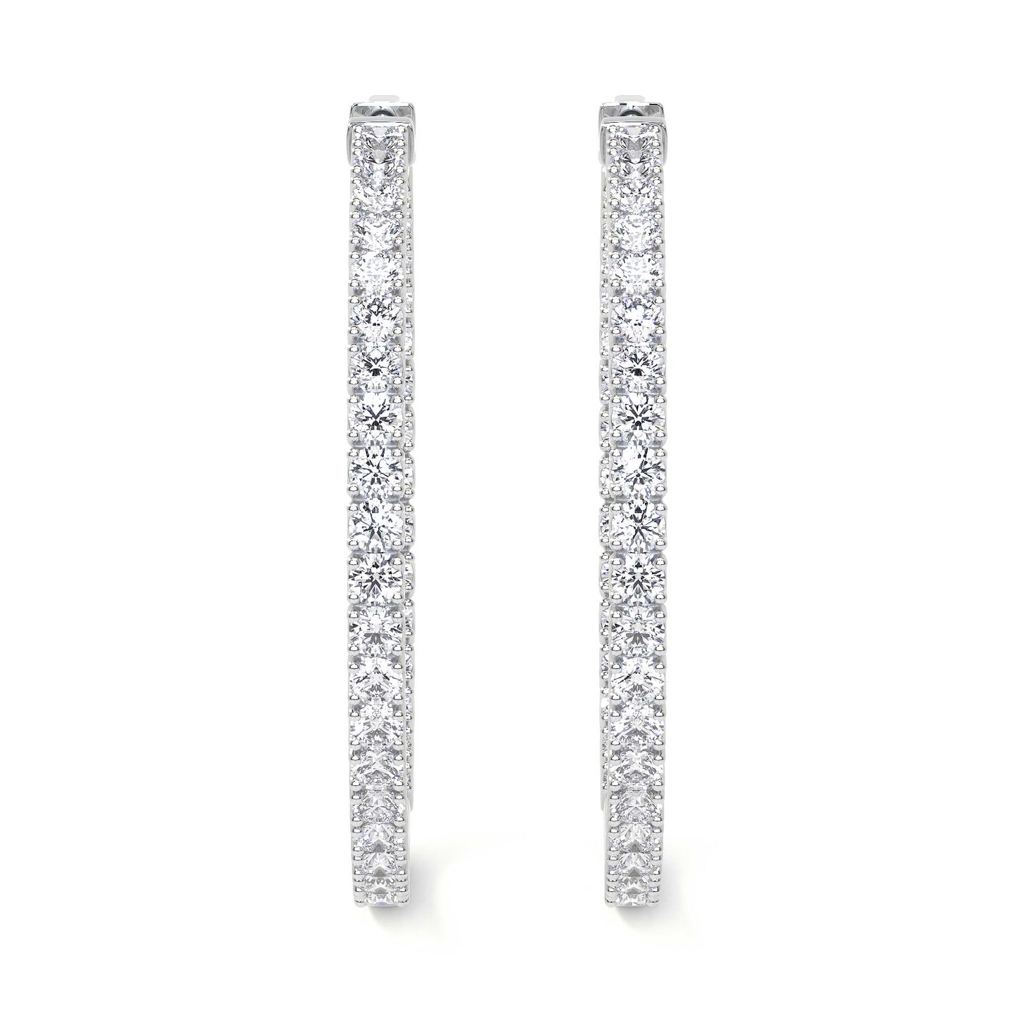 Round Diamond Hoop Earrings, 2.15 CT