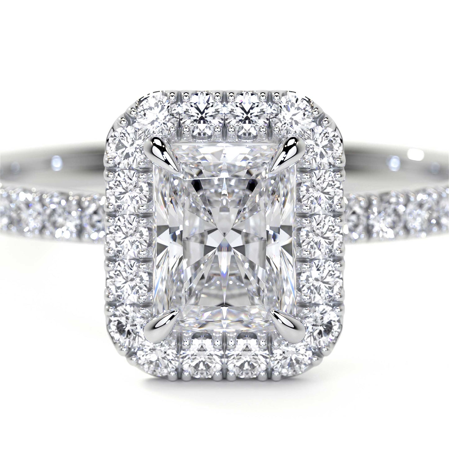 Radiant Cut Cluster Diamond Ring with Halo