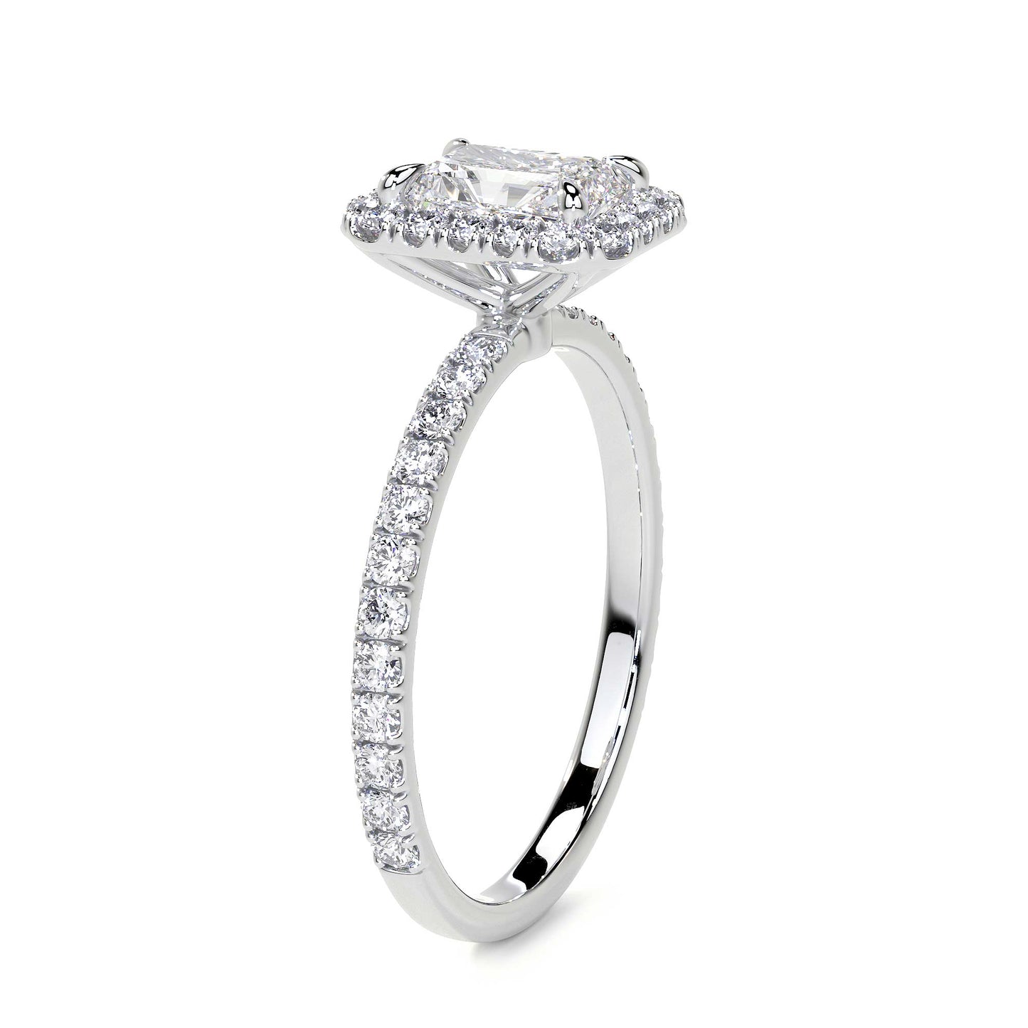 Radiant Cut Cluster Diamond Ring with Halo