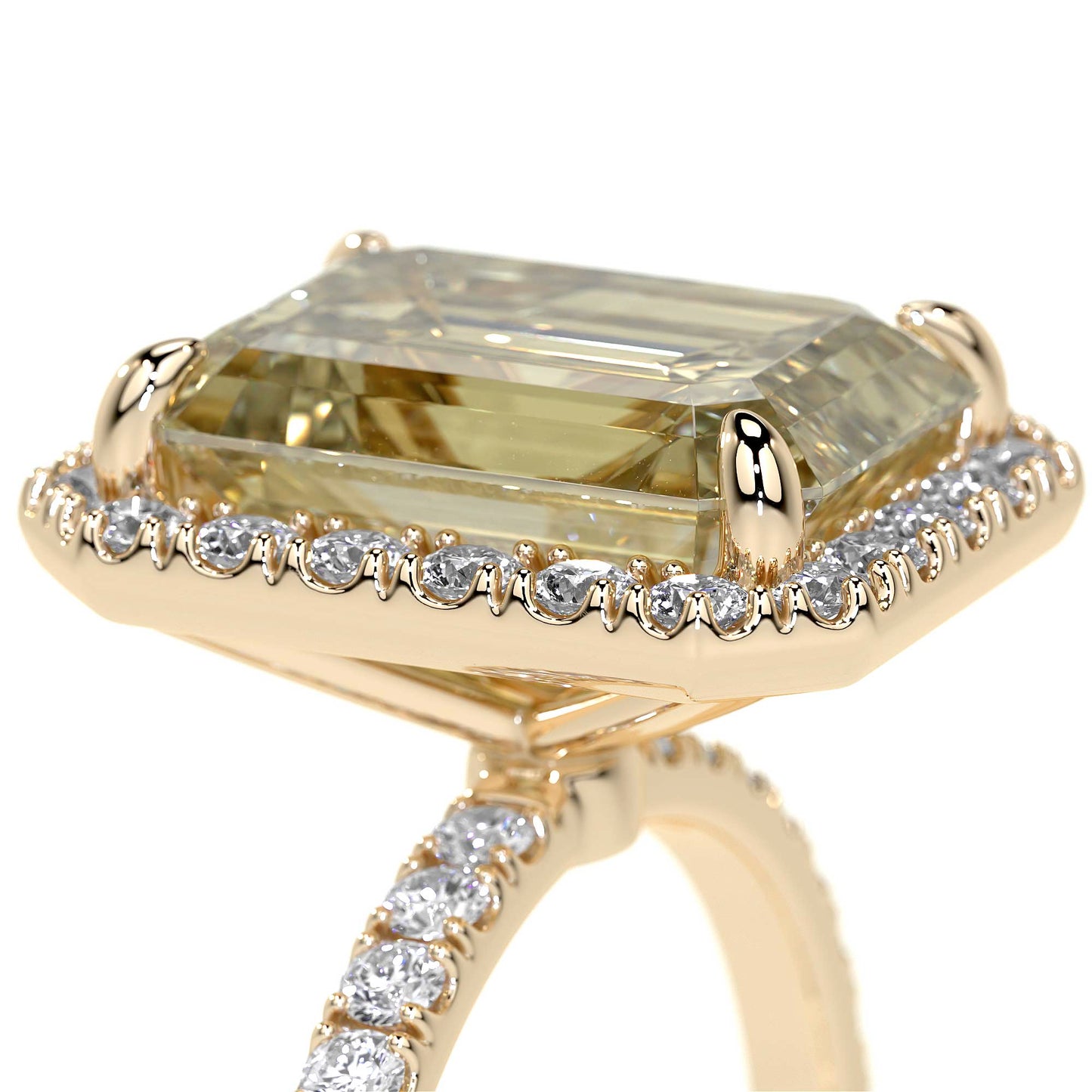 Emerald Cut Diamond Ring With Halo, 2 CT