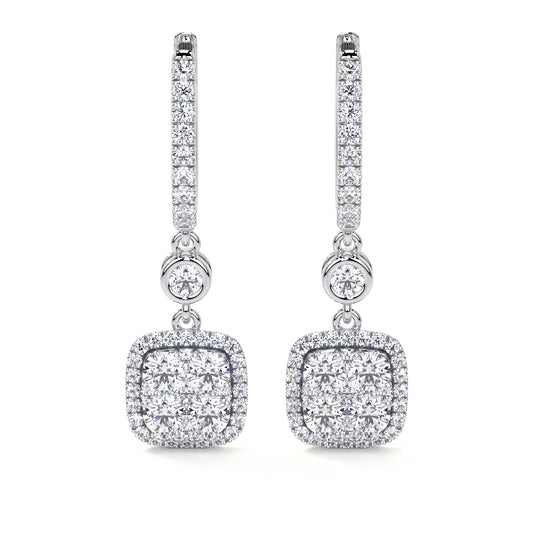 Square Dangling Diamond Earrings