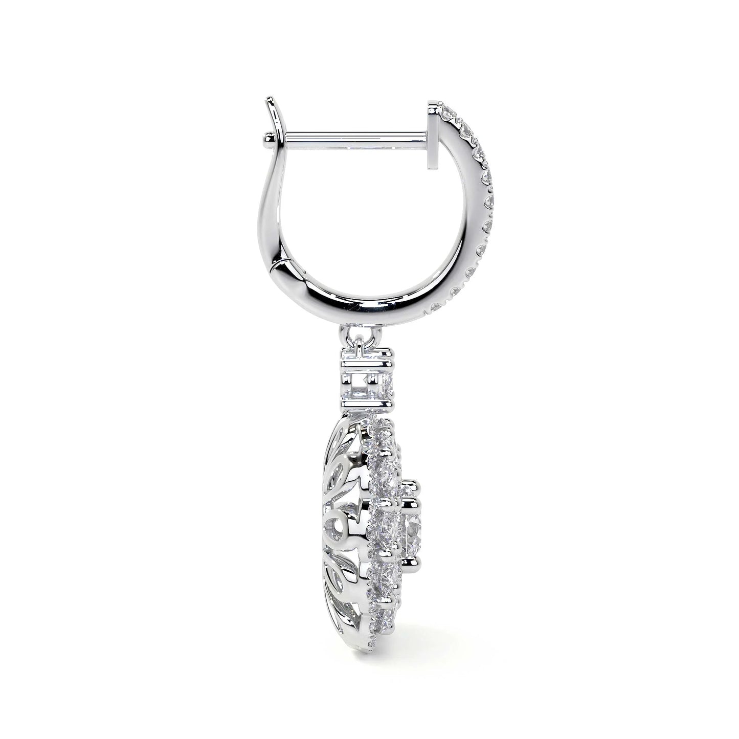 Drop Cluster Diamond Earrings with Halo