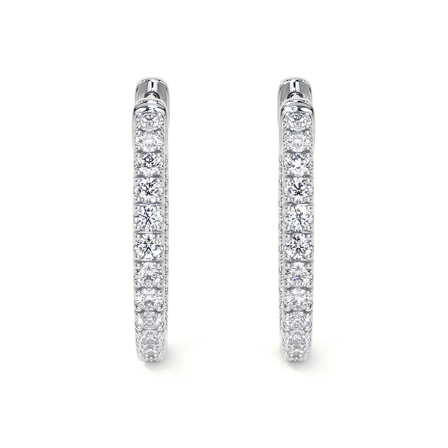 Diamond Hoop Earrings, Medium