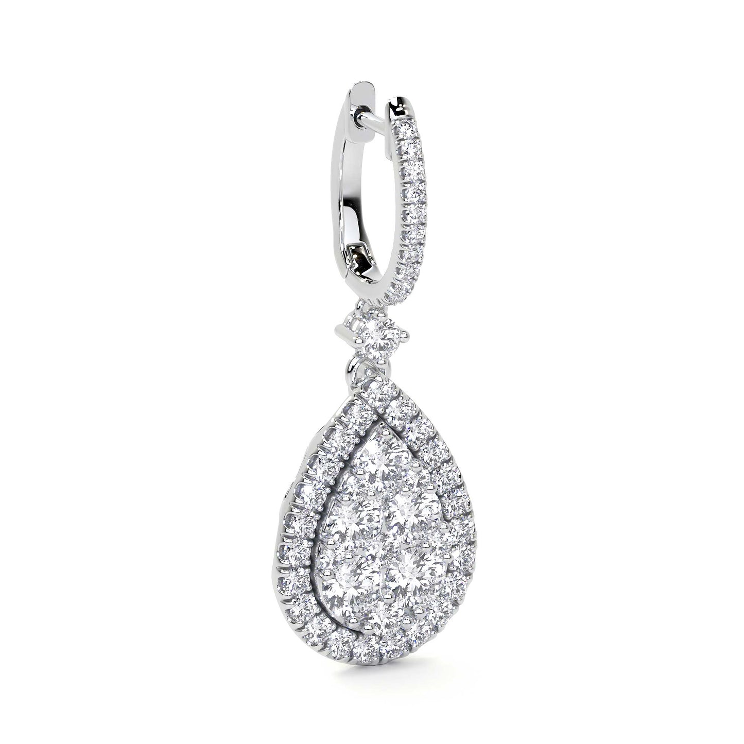 Pear Shape Drop Cluster Diamond Earrings
