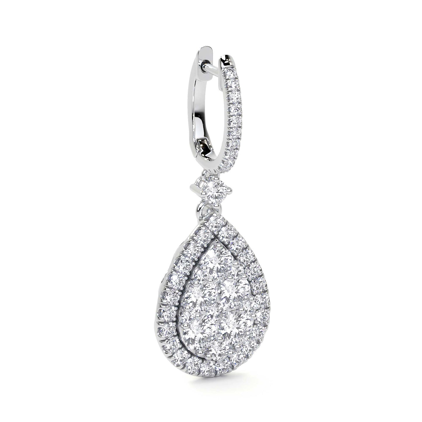 Pear Shape Drop Cluster Diamond Earrings