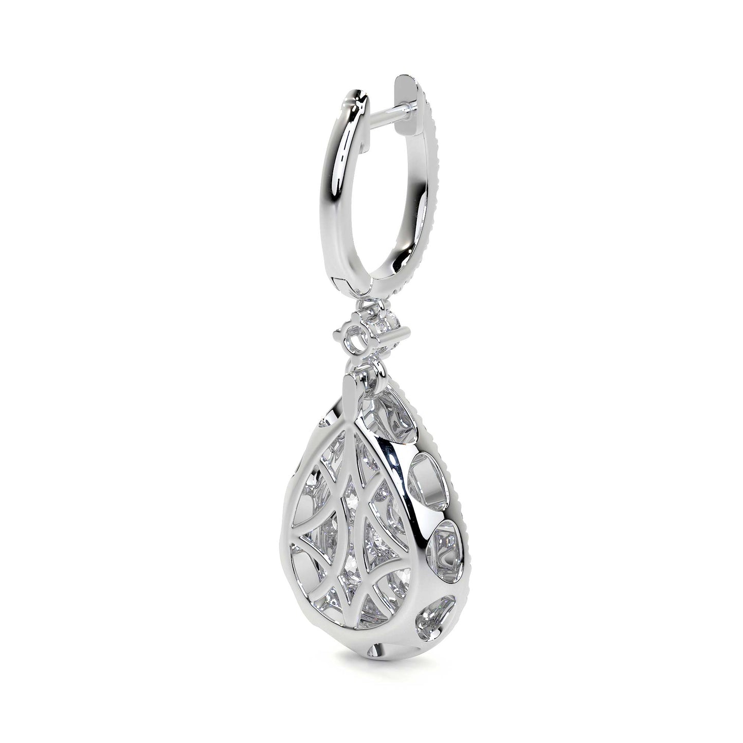 Pear Shape Drop Cluster Diamond Earrings