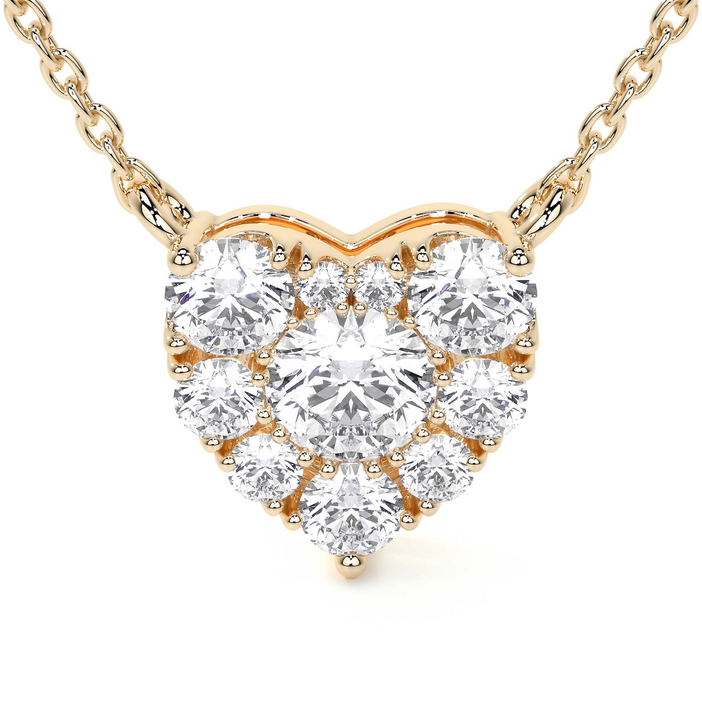 Diamond Heart Shaped Pave Necklace