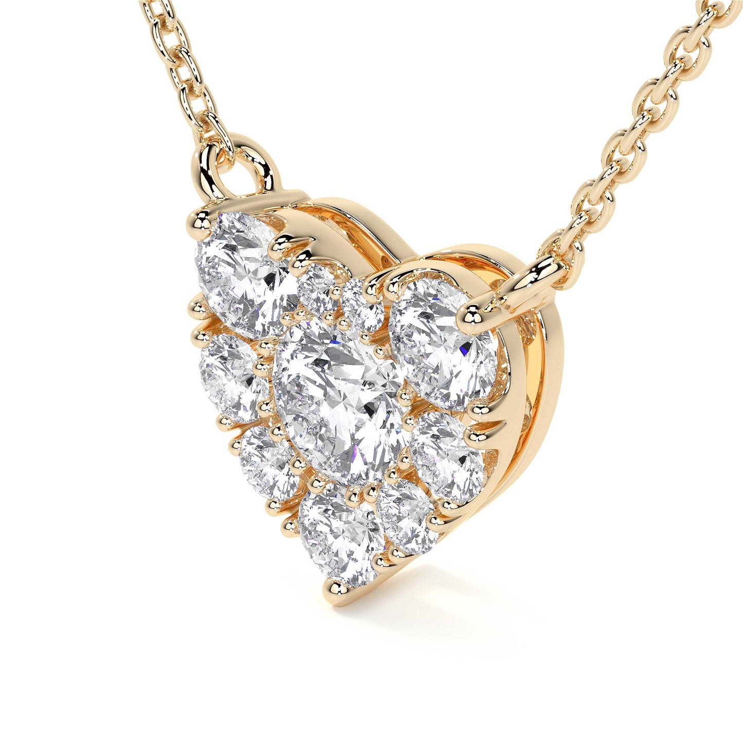 Diamond Heart Shaped Pave Necklace