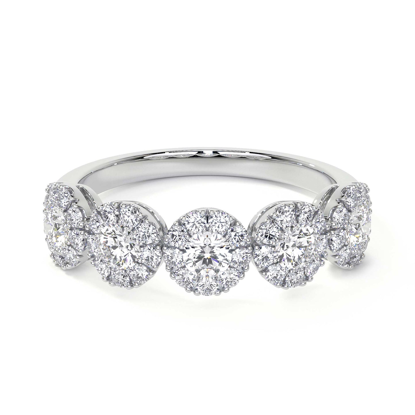 Half Eternity Diamond Ring WIth Halo